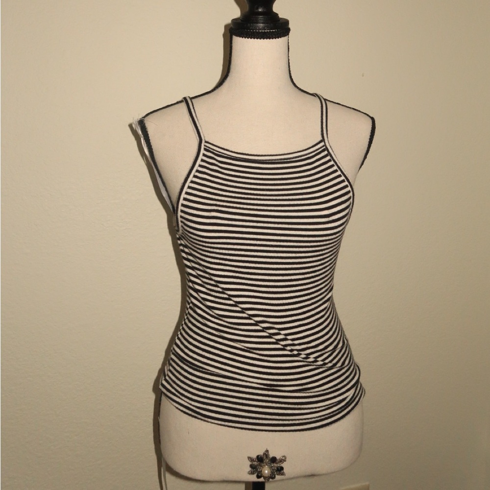 Mossimo Supply Co. Black and White Striped Spaghetti Strap Tank